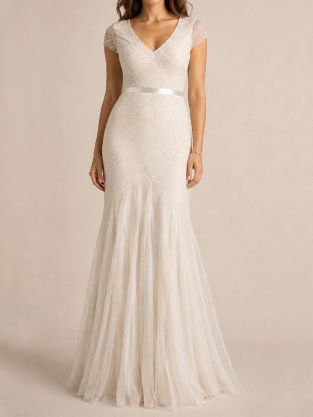 Adrianna Papell Beaded Mermaid Wedding Dress